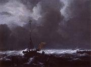 View of het lj on a stormy Day, Jacob van Ruisdael